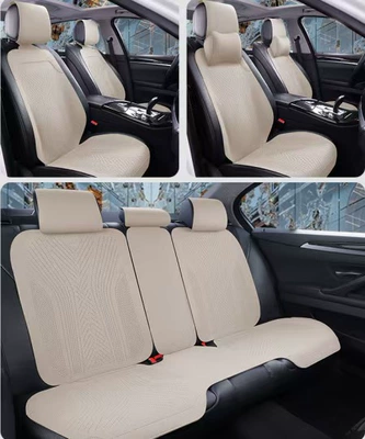 Four Seasons Pad, All-Season Faux Suede Car - warm-rice-5-seats-in-the-whole-car-2-neck-pillows-5-head-pillows-seat-cushion