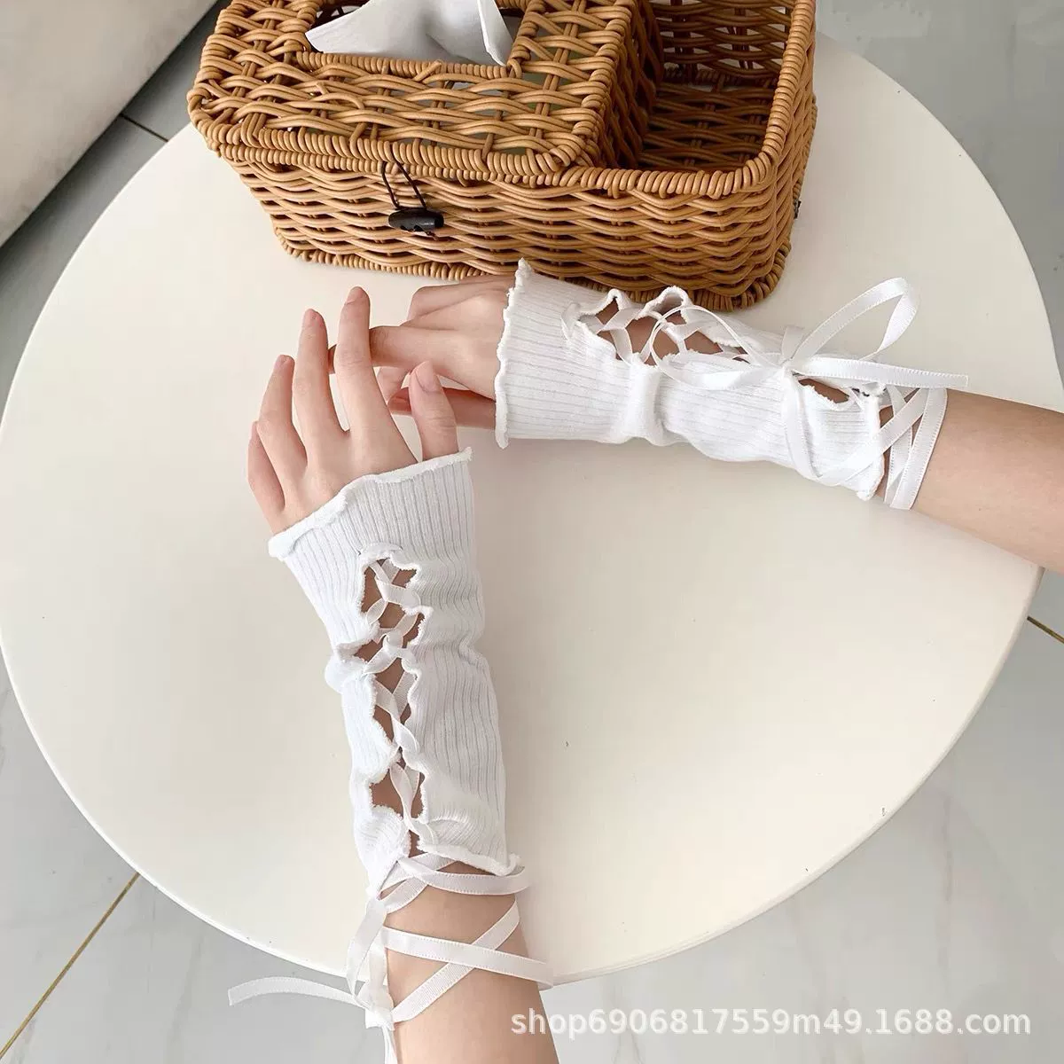 Y2k тысячелетняя горячая девушка с ушами DIY ремешки с ручными рукавами Лолита jk дикие девушки ленты перчатки женская защита от солнца