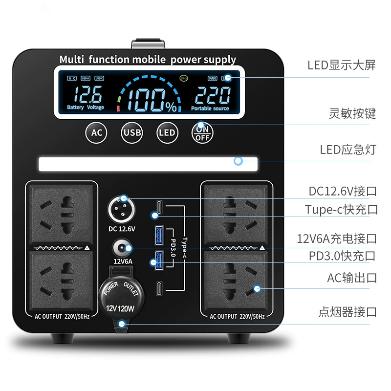 粤臣 Travel capacious handheld power supply for camping, 220v