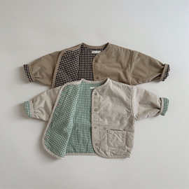 儿童春季两面穿外套宝宝衣服2026春秋款新品韩版童装儿童格子外套