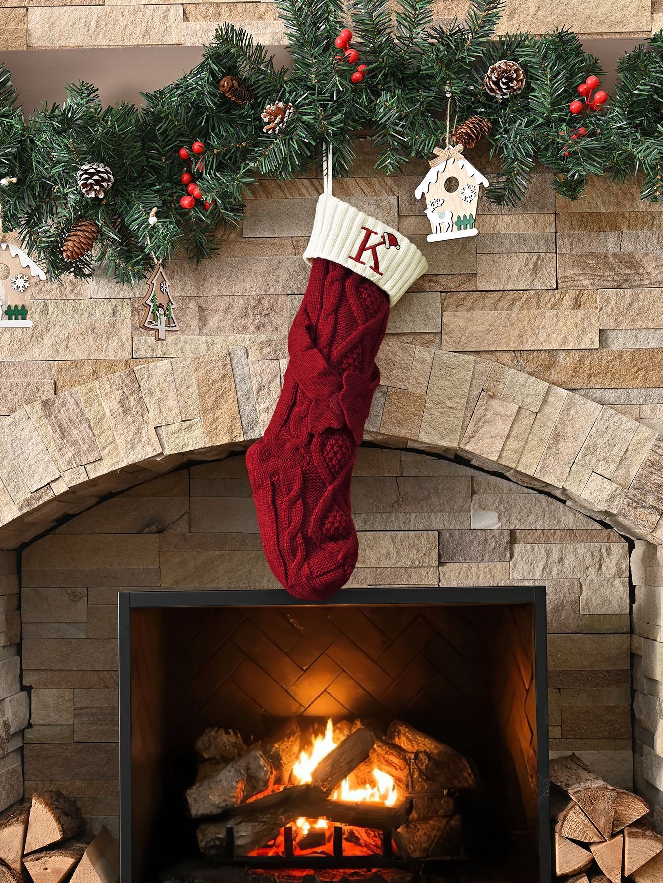 Amazon Europa y los Estados Unidos medias de Navidad personalizadas bordadas calcetines de letras de punto medias de regalo de Navidad colgantes fabricantes image 130