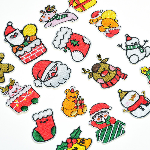 Original Manufacturer Direct Sales Cartoon Christmas Snowman Embroidered Fabric Patch Computer Embroidery Charm Clothing Decoration DIY Patch