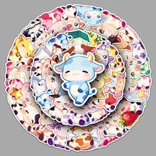 50张卡通奶牛贴纸Q版卡哇伊可爱动物防水DIY吉他水杯手帐耳机贴纸