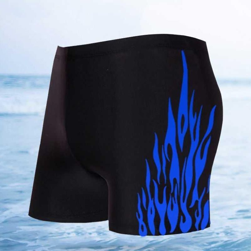 Swimming Trunks Men's Hot Spring Boxer Conservative Adult Swimsuit Fashionable Flame Polyester Quick-Drying Fabric Swimming Trunks Wholesale