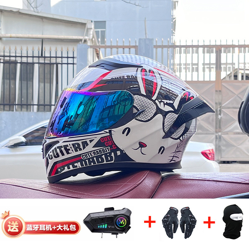 Casco de cola grande de motocicleta Jiekai Casco completo con auriculares Bluetooth Casco de conducción de motocicleta eléctrica de cuatro estaciones para hombre