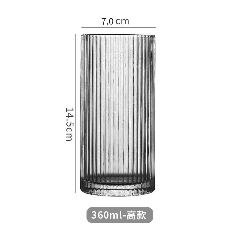 Tazas de vidrio a rayas verticales japonesas tazas de jugo caseras tazas de café rojo tazas de cóctel tazas de cerveza fría tazas de whisky