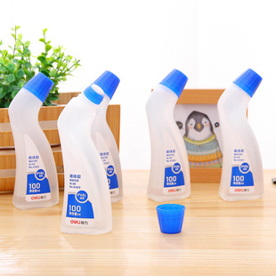 Deli 6360 liquid glue transparent elbow glue sponge cloth glue head sticky strong office student liquid glue