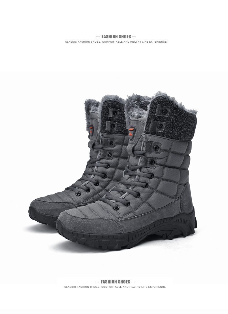 Winter outdoor snow boots High top boots non-slip waterproof warm large size cotton shoes light cold waterproof men's boots_voghion.com