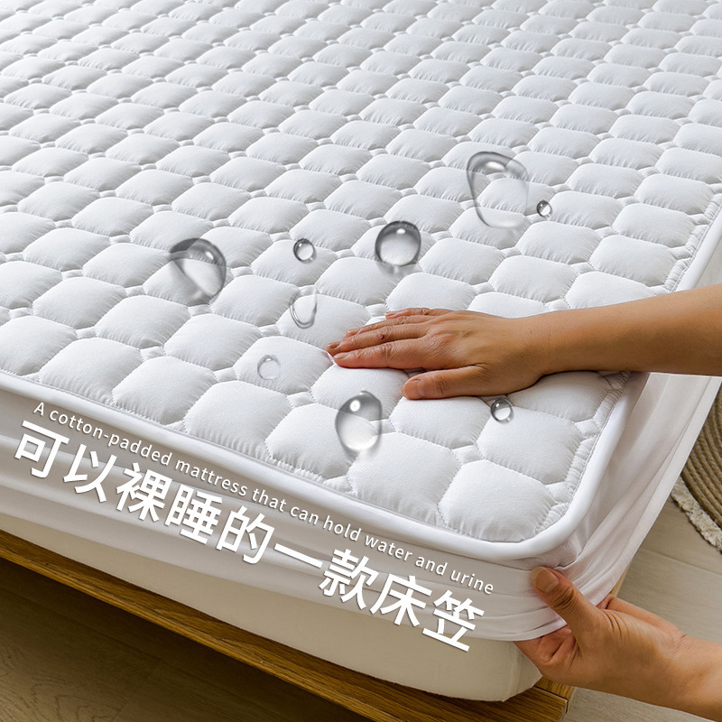 Quilted bed hat four-season Simmons protective pad dirty anti-slip sanding skin-friendly student dormitory bed hat three-piece set