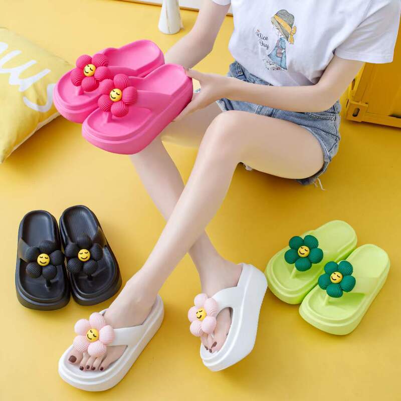 Fashion flip flops slip-on shoes 2023 cross-border soft bottom women's slippers non-stinky feet non-slip high heel outdoor slippers