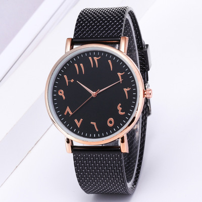 modèle de vente à la mode texte de têtard (nombre étrange) maille en caoutchouc avec montre à quartz_voghion.com