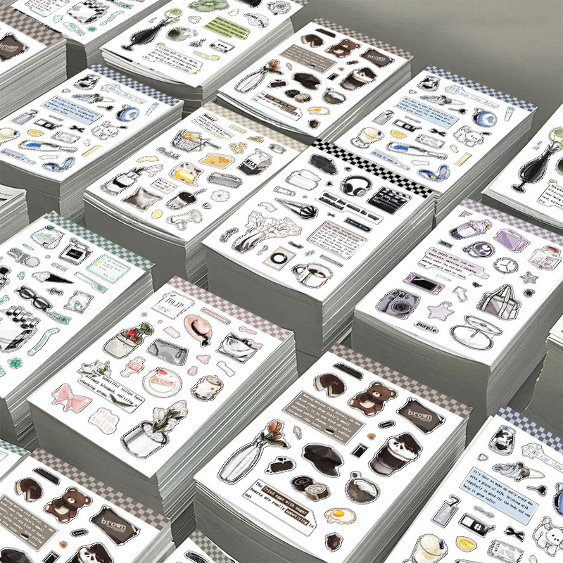 8 original waiting weekend goo card stickers DIY hand account small card mobile phone shell decoration Korean ins waterproof wholesale