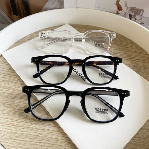 New small frame TR90 anti-blue light glasses for women with myopia and men with round faces, black frame, plate foot glasses frame, myopia glasses frame