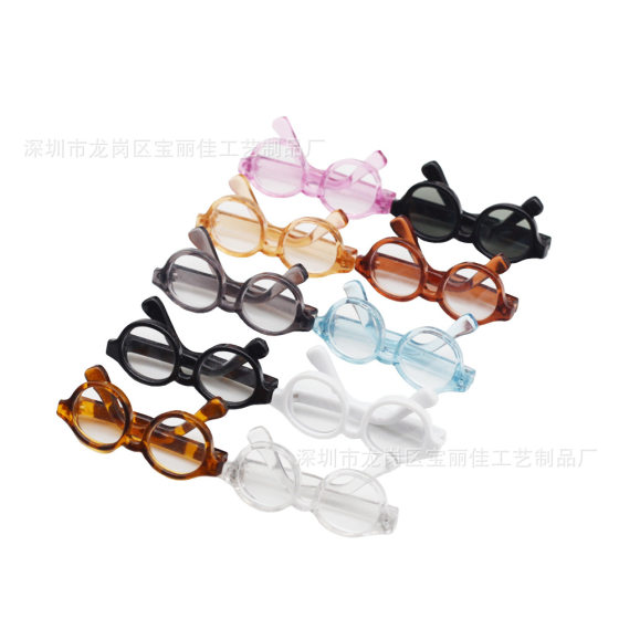 6 points bjd doll glasses transparent glasses Baoli beautiful knot pig doll cute round straight glasses small 4.5cm