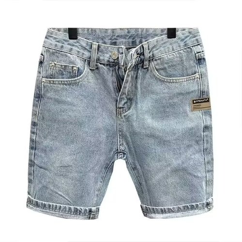 Street handsome washed distressed denim shorts for men and women, over-the-knee straight leg pants, loose summer trend