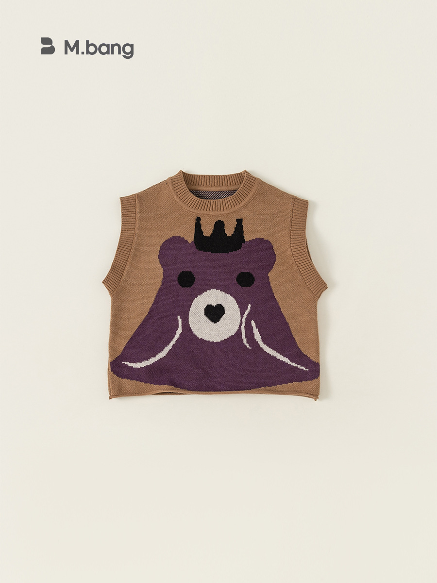 Ropa Infantil Youbao, Chaleco Infantil, Primavera y Otoño, Nuevo Producto, Chaleco de Punto con Estampado de Oso para Niñas, Estilo Coreano, Suéter Infantil
