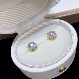 Live Supply Natural Freshwater Pearl Necklace Set Female Temperament Grey Flamless Strong Light Mother's Day Mother's Day Chain