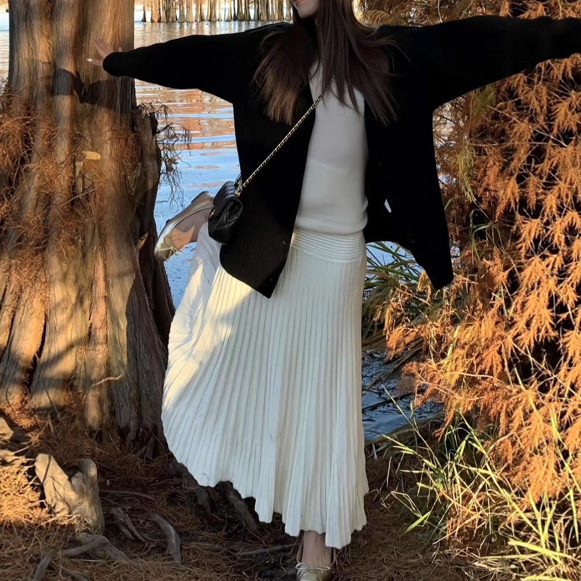 Matte Waxy Milk Yellow Knitted Skirt Fishtail Skirt Autumn and Winter 2025 New Thickeneded Mid-Length Skirt for Women