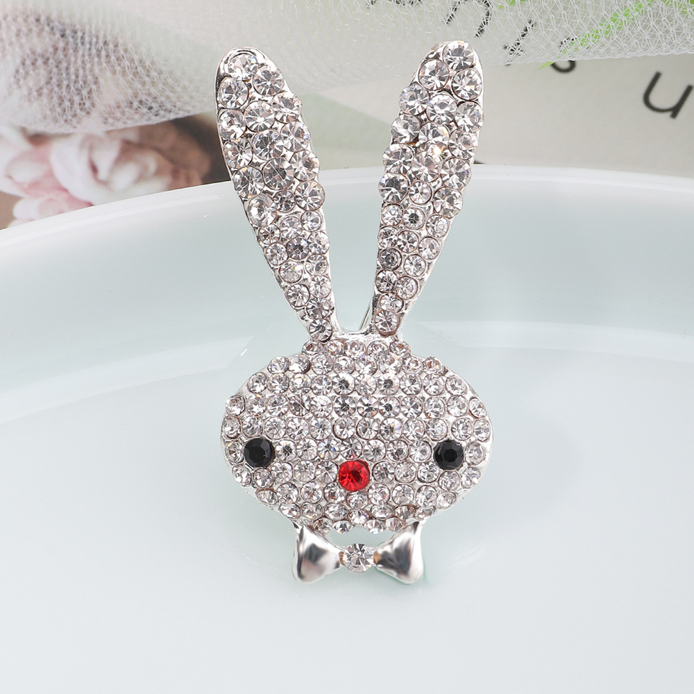 Fashion Flower Diamond Brooch Female Accessories Cute Bunny Tulip Diamond Brooch Wholesale display picture 8