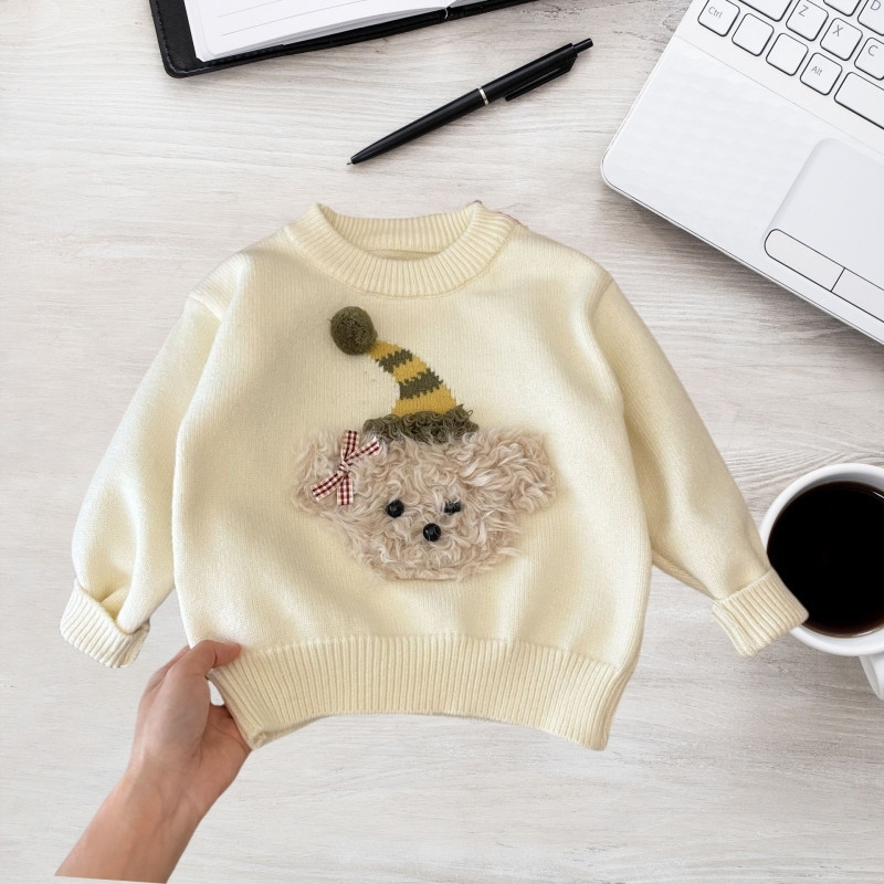 Children's sweater, new winter knitwear for girls, thick and warm winter clothing for baby girls, infant and toddler cartoon base layer