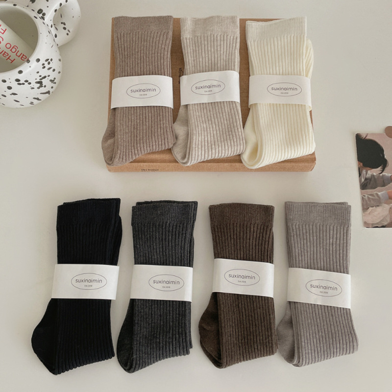 Suxinaimin autumn and winter socks for women, versatile solid color ribbed mid-calf simple trendy breathable cotton slouch socks Suxinaimin autumn and winter socks for women, versatile solid color ribbed mid-calf simple trendy breathable cotton slouch socks