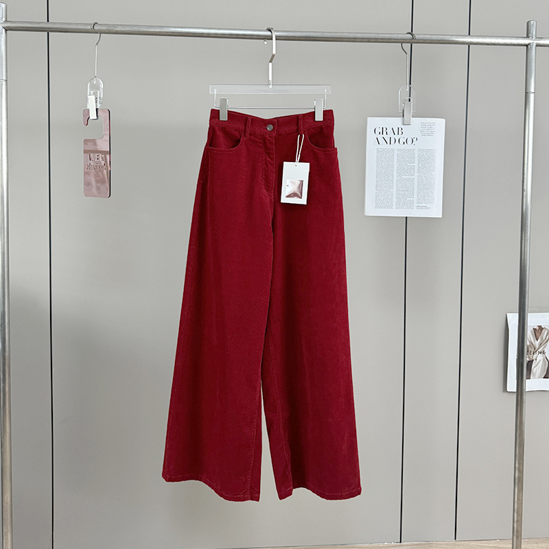 The Best Pants of the Year! Fashionable Casual Red Corduroy Loose-Fitting Slimming Wide-Leg Pants Floor-Length Pants for Women The Best Pants of the Year! Fashionable Casual Red Corduroy Loose-Fitting Slimming Wide-Leg Pants Floor-Length Pants for Women