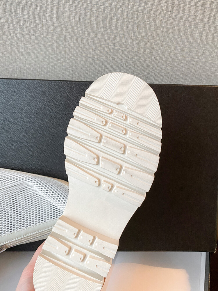 Boot nữ da lưới thoáng khí mùa hè, đế dày rỗng, ống rộng cho chân to — Màu nâu ống lớn, Màu đen cổ ống lớn, Ống nhỏ màu đen, Ống nhỏ màu be chi tiết 36
