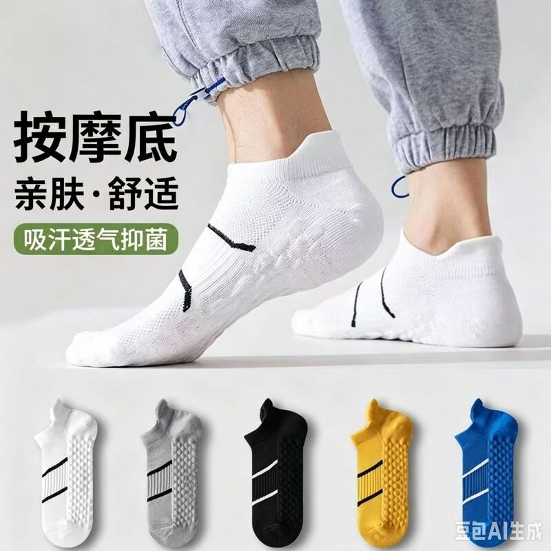 10A antibacterial sports cotton socks, odor-resistant, sweat-absorbent, breathable, professional running thin boat socks, odor-resistant, professional short towel socks