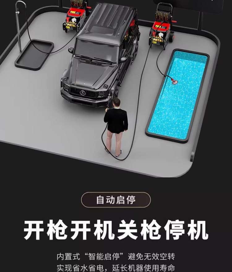 Customized cross-border Black Cat high-pressure car washer 220V commercial high-power trolley-type cleaning machine for yard cleaning