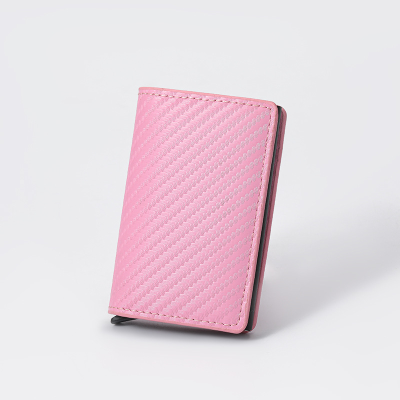 Cartera transfronteriza para hombres europeos y estadounidenses Tarjetero de fibra de carbono ultrafino Tarjetero de aleación de aluminio con tarjeta emergente automática Cartera