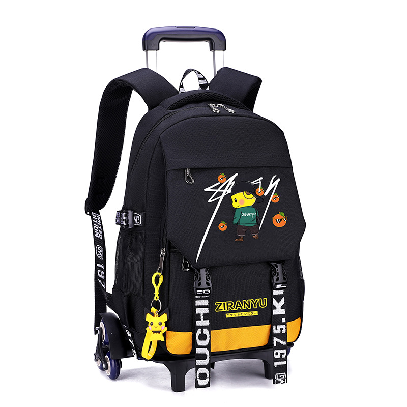 De una pieza de entrega de pescado natural carro mochila dibujos animados Dibujos Animados Escuela Primaria estudiante grado 2-6 niño seis ruedas escalera