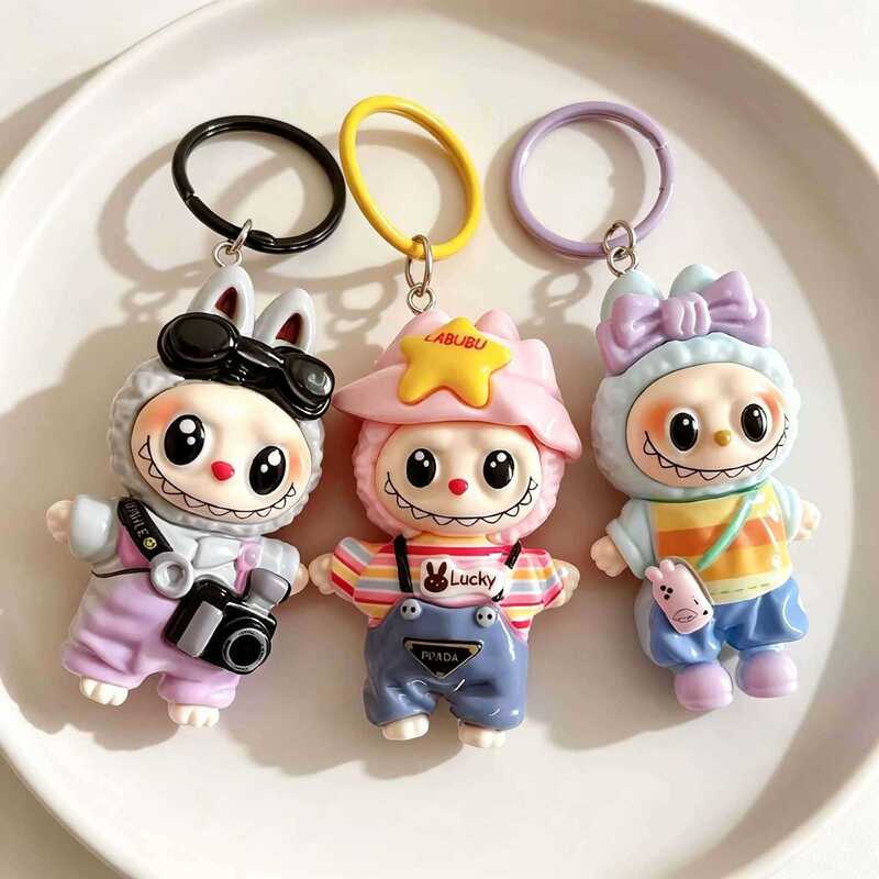 Cartoon large fashion Labubu keychain pendant, creative bag decoration, backpack accessory, gift for couples and friends