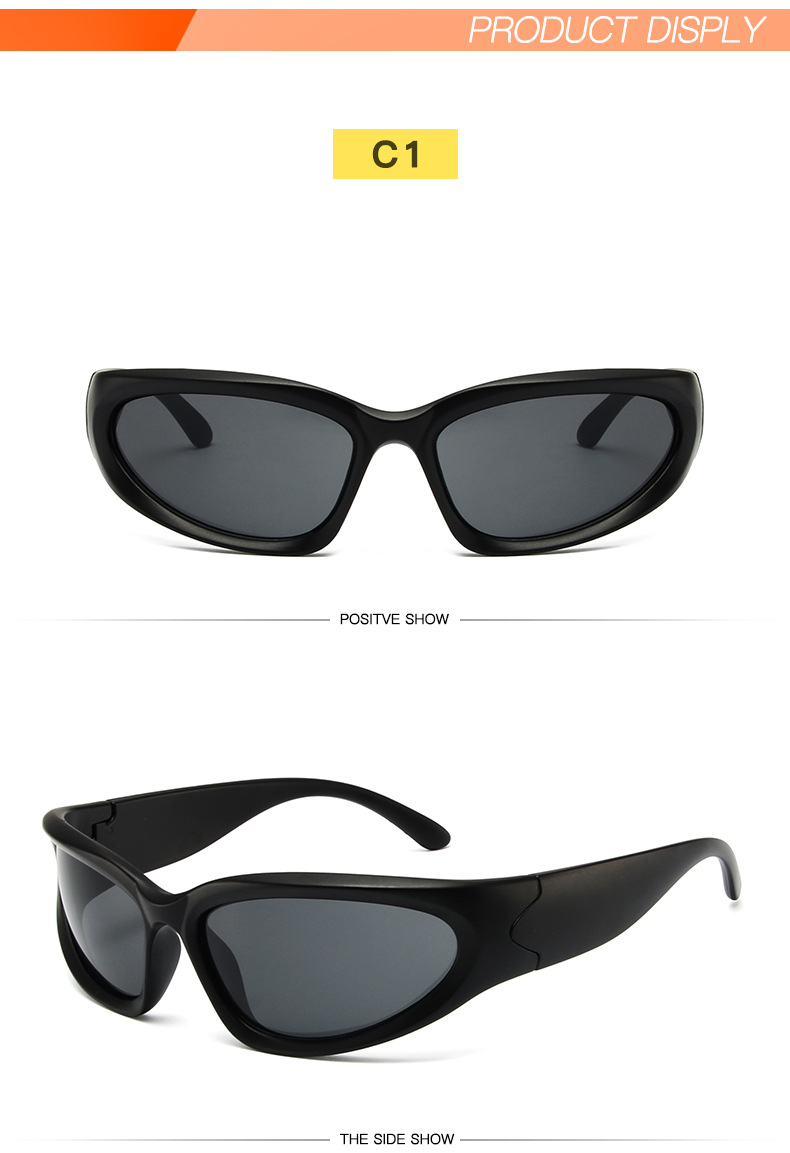 Grey, Black Color Y2K Cool Style Solid Color Ac UV400 Protection Cat Eye Full Frame Women's Sunglasses