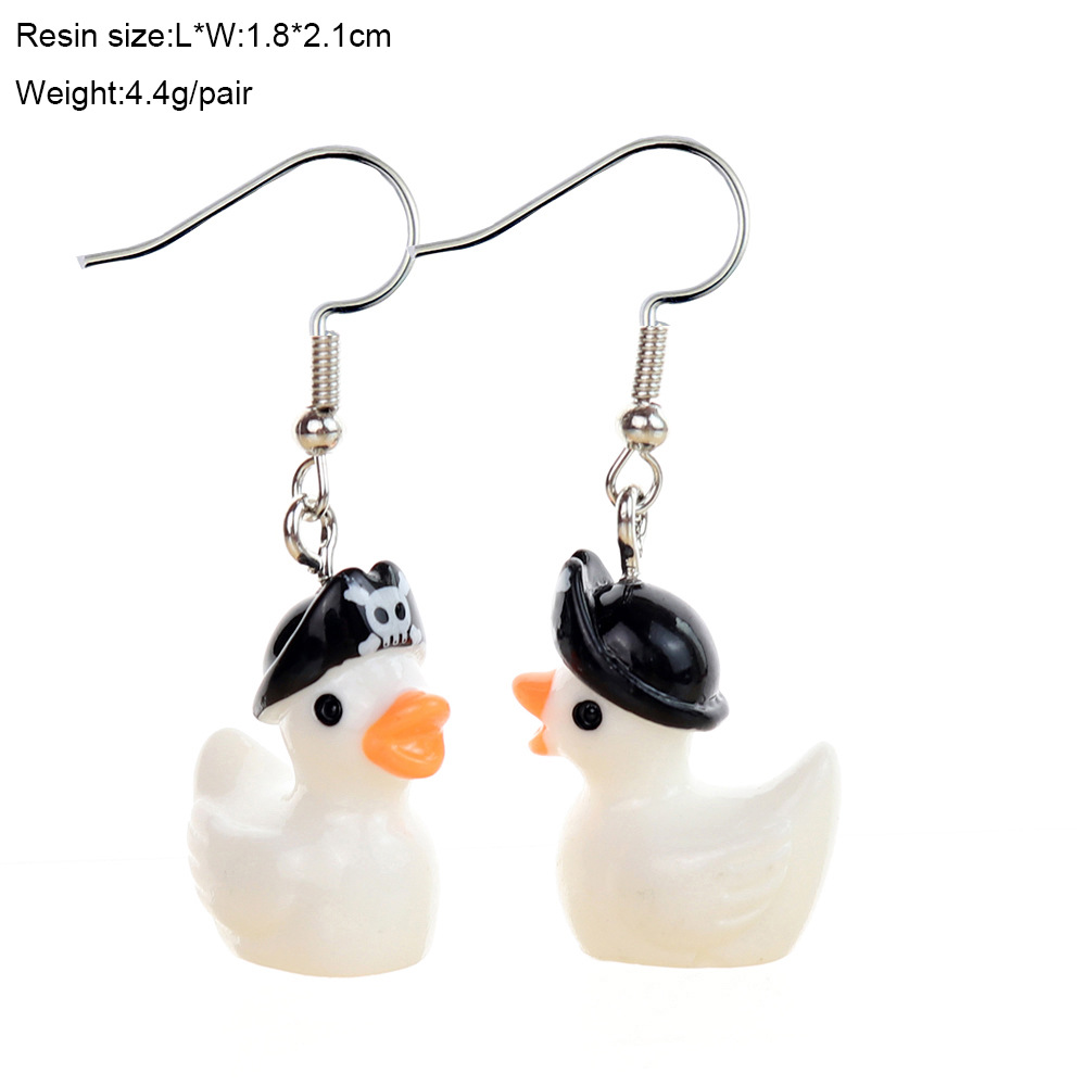 12g Weight Iron Ear Needle Material Drop Earrings, Earrings, Ear hook Classification 1 Pair Quantity Daily, Street Occasion Resin Material Halloween Festival Cartoon, Duck Pattern All Seasons Season Women's Gender Cute Style 1 Pair Cute Cartoon Duck Resin Women's Drop Earrings Earrings Ear Hook 10
