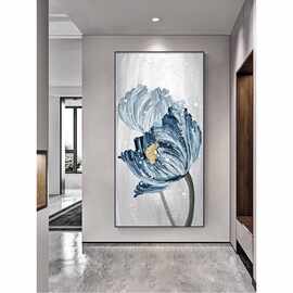 进门正对墙挂画玄关装饰画入户绿植花卉肌理感走廊过道挂画北欧风