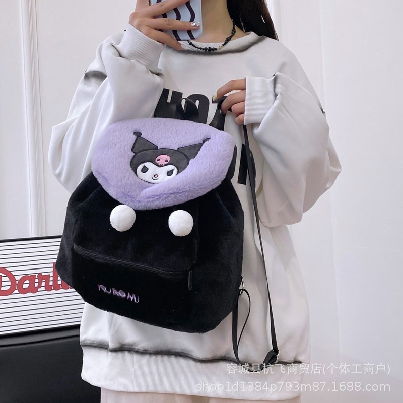 メーカー卸売ベルベットバッグ玩具クロミ斜めショルダーバッグいちご熊ぬいぐるみ日系ハンドバッグサンリオ|undefined