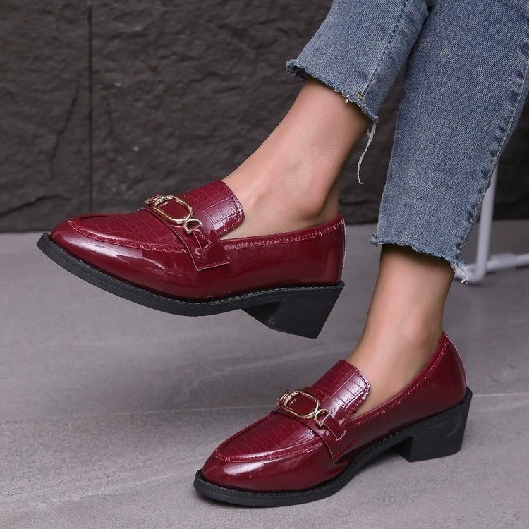 2025 весна и осень новый британский стиль маленькие кожаные туфли женские толстые каблуки