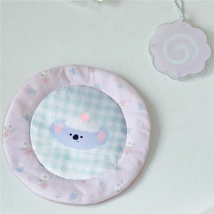 Popular Cartoon Ins Style Round Fabric Coaster, High Temperature Resistant Posing Props, High-Looking Quilted Insulated Coaster