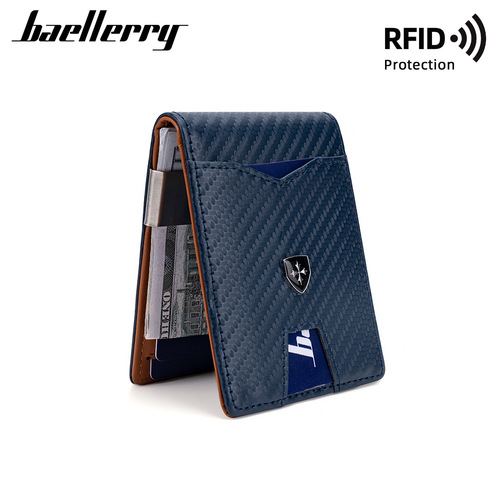 Men's Card Holder Business 50% Off RFID Magnetic Carbon Fiber Texture Leather Card Case Wallet US Dollar Bag Coin Purse