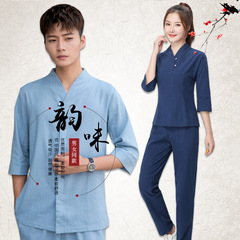 新款秋冬足療工作服男女同款技師足浴店美容院中國風套裝JY-1919