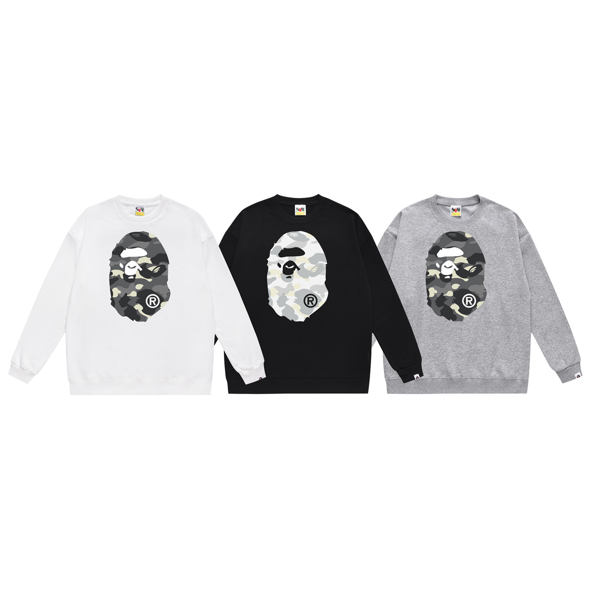 BAPE 원머리 트렌디 브랜드 프린트 테리 라운드 넥 스웨트셔츠 가을 겨울 신작 힙합 트렌드 남성과 여성 인스