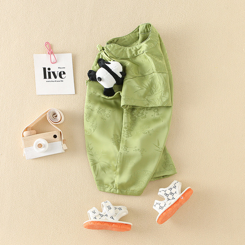 Baby summer outfit, onesie, thin, crawling suit, for boys, Chinese style, full moon Hanfu, newborn baby clothing