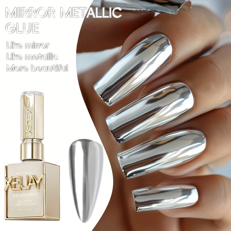 2025 new high-grade mirror metal silver pull-out line trim painted glue nail polish glue 2025 new high-grade mirror metal silver pull-out line trim painted glue nail polish glue