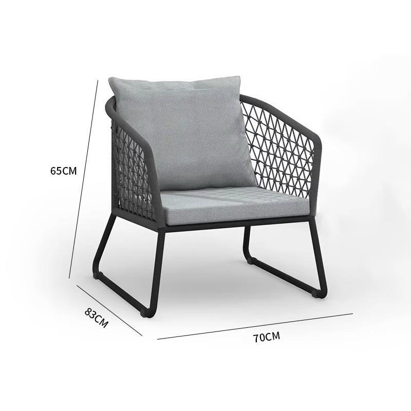 Sofá nórdico de teca al aire libre combinación de villa balcón al aire libre silla de caña ocio jardín al aire libre cuerda tejida muebles de madera maciza