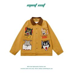 ミントCat 2025春の新商品は、国潮レトロなカップルのかわいい刺繍のゆるいジャケットを実際に撮った