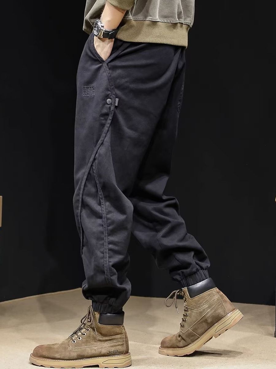 Camisa menos ropa American retro overoles otoño de los hombres sueltos más tamaño de los hombres de costura pesada moda tobillo-atado pantalones Casuales