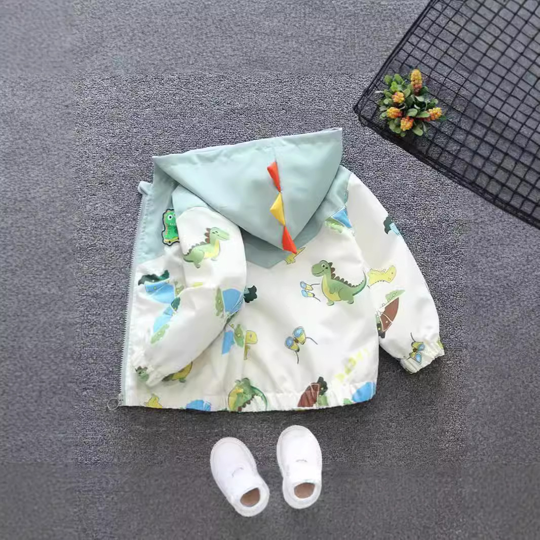 어린이 착용 소년 봄 착용 작은 공룡 코트 2024 새로운 도착 소년 스타일 봄 가을 패션