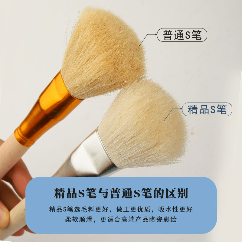 Weizhuang venta al por mayor de cerámica de pintura pluma cepillo de lana suave cabeza S pluma de cerámica pintura artesanal pintura pincel dibujo pintura pluma