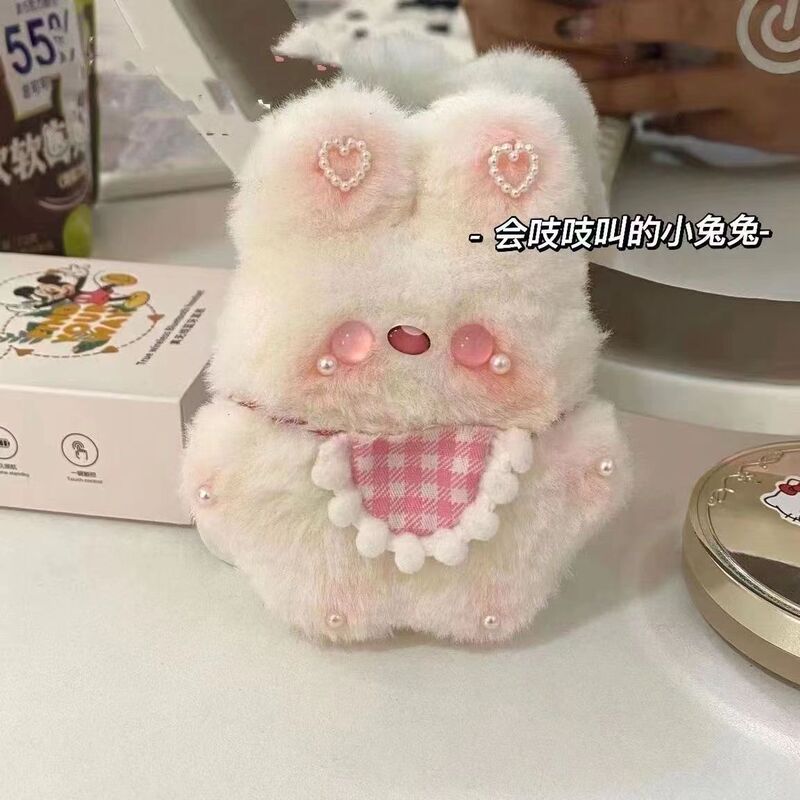 Popular DIY Bib Rabbit Finished Product Squeaky Blush Bunny Plush Toy Doll Pendant Wholesale Gift