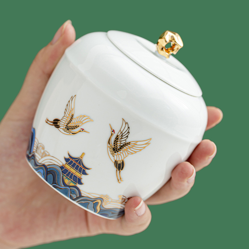 Ceramic Small Tea Can,High-end National Sealed Tea Can,Tea Packaging Storage Can,Gift Printing
